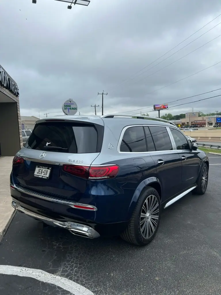Two tone Maybach GLS parked outside the Texas Custom Wraps shop